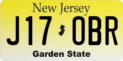 NJ license plate J17OBR