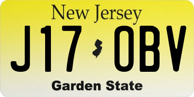 NJ license plate J17OBV