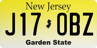 NJ license plate J17OBZ