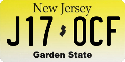 NJ license plate J17OCF