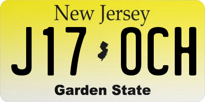 NJ license plate J17OCH