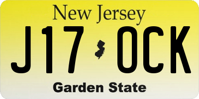 NJ license plate J17OCK