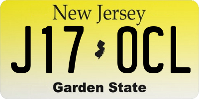 NJ license plate J17OCL
