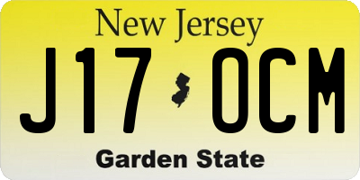 NJ license plate J17OCM