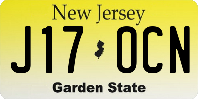 NJ license plate J17OCN