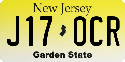 NJ license plate J17OCR