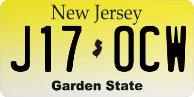 NJ license plate J17OCW