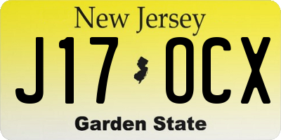 NJ license plate J17OCX