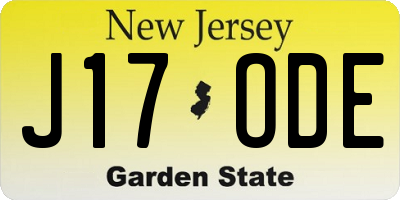 NJ license plate J17ODE