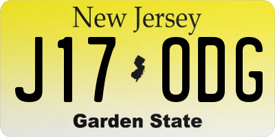NJ license plate J17ODG