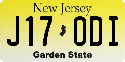NJ license plate J17ODI