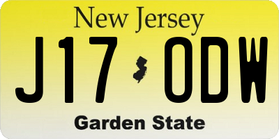 NJ license plate J17ODW