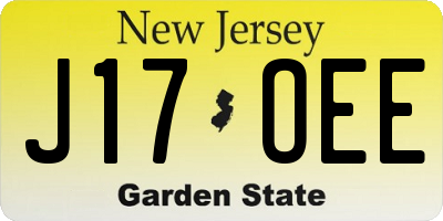 NJ license plate J17OEE