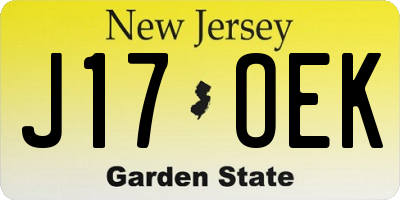 NJ license plate J17OEK