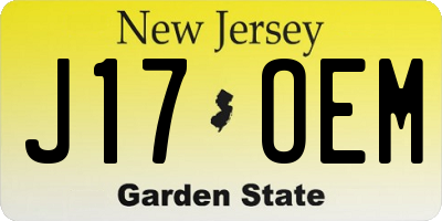 NJ license plate J17OEM