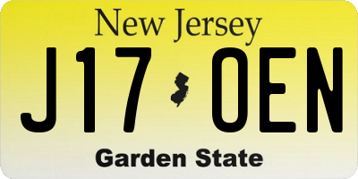 NJ license plate J17OEN