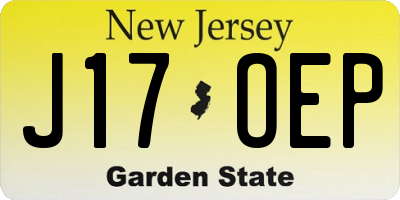 NJ license plate J17OEP