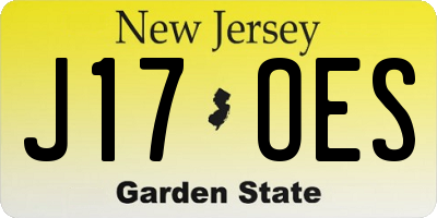 NJ license plate J17OES