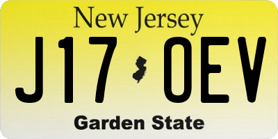 NJ license plate J17OEV