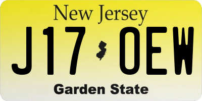 NJ license plate J17OEW