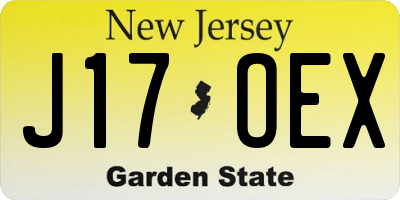 NJ license plate J17OEX