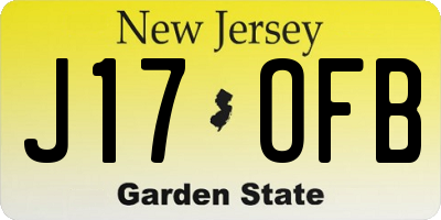 NJ license plate J17OFB
