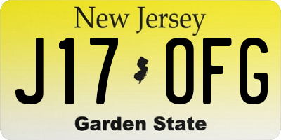 NJ license plate J17OFG