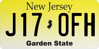 NJ license plate J17OFH