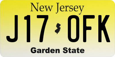 NJ license plate J17OFK