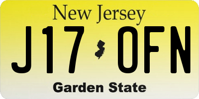 NJ license plate J17OFN