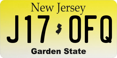 NJ license plate J17OFQ