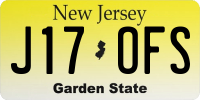 NJ license plate J17OFS