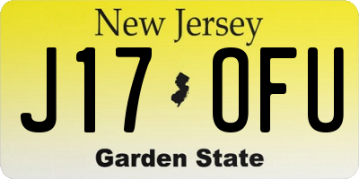 NJ license plate J17OFU