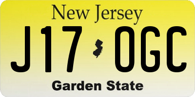 NJ license plate J17OGC