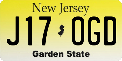 NJ license plate J17OGD