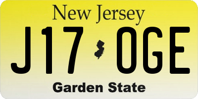 NJ license plate J17OGE