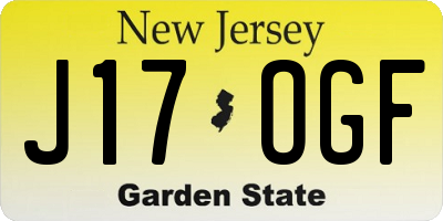 NJ license plate J17OGF