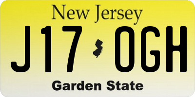 NJ license plate J17OGH