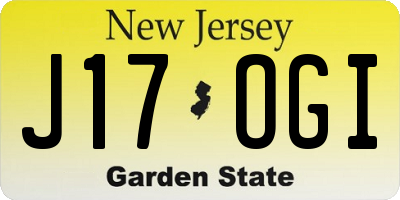 NJ license plate J17OGI
