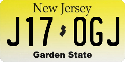 NJ license plate J17OGJ