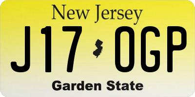 NJ license plate J17OGP