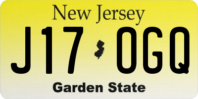 NJ license plate J17OGQ