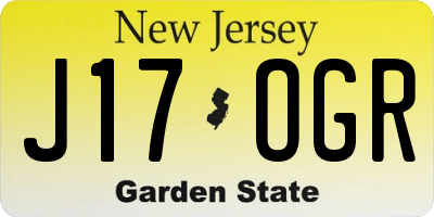 NJ license plate J17OGR