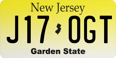 NJ license plate J17OGT