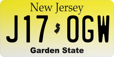 NJ license plate J17OGW