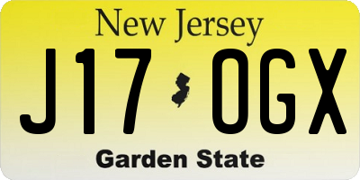 NJ license plate J17OGX