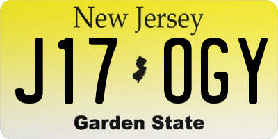 NJ license plate J17OGY