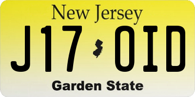 NJ license plate J17OID