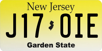 NJ license plate J17OIE