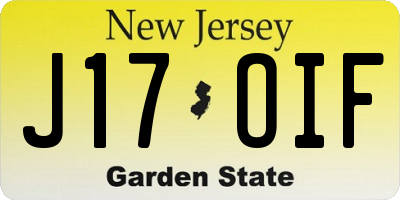 NJ license plate J17OIF
